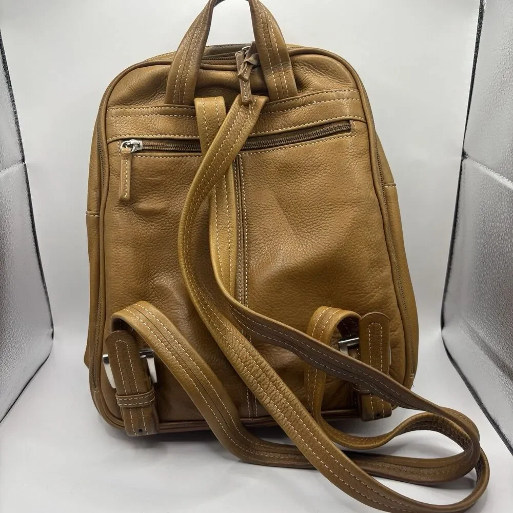 Tignanello Brown Leather Backpack Satchel Tote Bag Purse Womens Shoulder Handbag